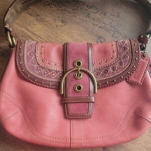 Coach Soho Pink/Burgundy Leather Shoulder Bag